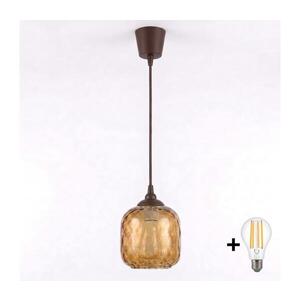 Imagine BRILAGI - Lustru LED suspendat pe cablu R GLASS 1xE27/60W/230V Ø 14 cm maro/maro fumuriu
