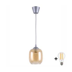 Imagine BRILAGI - lustra LED suspendată pe cablu GLASS 1xE27/60W/230V Ø 14 cm argintiu/maro-fumuriu