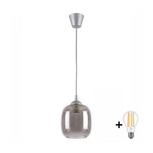 Imagine BRILAGI - Lustră LED suspendată pe cablu R GLASS 1xE27/60W/230V Ø 14 cm argintie/gri fumuriu