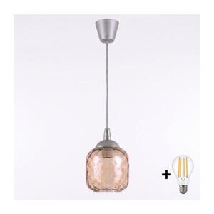 Imagine BRILAGI - Lustră LED suspendată pe cablu GLASS 1xE27/60W/230V Ø 14 cm argintiu/maro fumuriu
