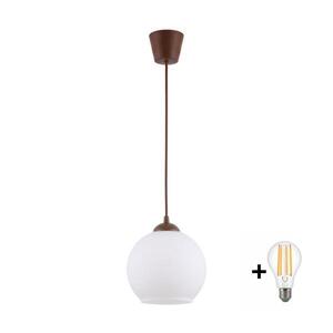 Imagine BRILAGI - Lustru LED suspendat pe cablu RETRO GLASS 1xE27/60W/230V Ø 15 cm maro/alb
