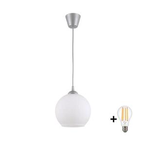 Imagine BRILAGI - Lustră LED suspendată pe cablu RETRO GLASS, 1xE27/60W/230V, diametru 15 cm, argintie/albă