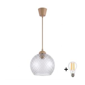 Imagine BRILAGI - Lustră LED pe cablu R GLASS 1xE27/60W/230V Ø 25 cm bej/gri fumuriu