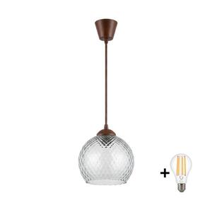 Imagine BRILAGI - LED Pendul pe cablu R GLASS 1xE27/60W/230V Ø 25 cm maro/gri fumuriu