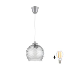 Imagine BRILAGI - Lustră LED suspendată pe cablu R GLASS 1xE27/60W/230V Ø 25 cm argintiu/gri fumuriu