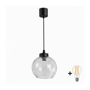 Imagine BRILAGI - Pendul LED pe cablu RETRO GLASS 1xE27/60W/230V Ø 25 cm negru/transparent