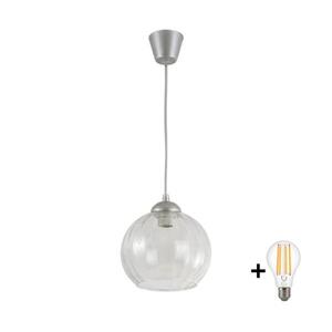 Imagine BRILAGI - Lustră LED suspendată pe cablu RETRO GLASS 1xE27/60W/230V Ø 25 cm argintiu/transparent