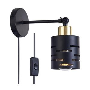 Imagine Aplica spot de perete cu întrerupător ELEN 1xE27/35W/230V negru/auriu