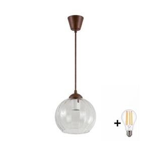 Imagine BRILAGI - Lustră LED pe cablu RETRO GLASS 1xE27/60W/230V Ø 25 cm maro/transparent