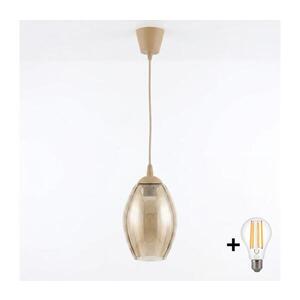 Imagine BRILAGI - Lustră LED suspendată pe cablu R GLASS 1xE27/60W/230V Ø 17 cm bej/bej fumuriu