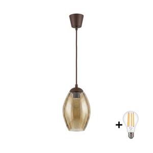 Imagine BRILAGI - Lustră LED suspendată pe cablu R GLASS 1xE27/60W/230V Ø 17 cm maro/bej fumuriu