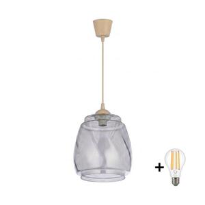Imagine BRILAGI - Lustru LED suspendat pe cablu R GLASS 1xE27/60W/230V diam. 26 cm bej/gri fumuriu