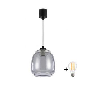 Imagine BRILAGI - Lampă LED suspendată pe cablu R GLASS, 1xE27/60W/230V, diametru 26 cm, negru/gri fumuriu