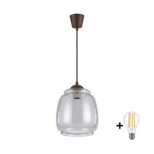 Imagine BRILAGI - Lustră LED suspendată pe cablu R GLASS, 1xE27/60W/230V, Ø 26 cm, maro/gri fumuriu