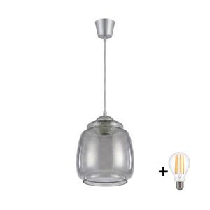 Imagine BRILAGI - Lustru LED pe cablu R GLASS 1xE27/60W/230V Ø 26 cm argintiu/gri fumuriu