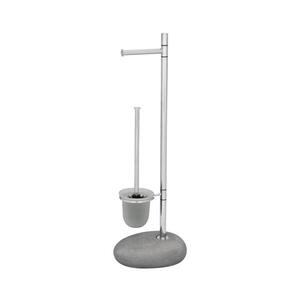 Imagine WENKO 19494100 - Perie WC PEBBLE STONE, 23, 5 x 70 cm, crom lucios/gri/satinat