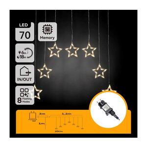 Imagine - Ghirlandă LED de Crăciun pentru exterior 70xLED/230V 1, 2x1m IP44 alb cald stele