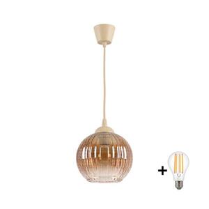 Imagine BRILAGI - Lustră LED suspendată pe cablu R GLASS 1xE27/60W/230V Ø 18 cm bej/maro fumuriu