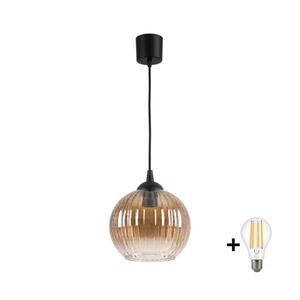 Imagine BRILAGI - Lampă suspendată LED pe cablu R GLASS 1xE27/60W/230V diam. 18 cm negru/maro fumuriu