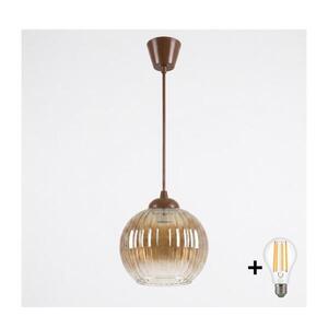 Imagine BRILAGI - Lampă LED suspendată pe cablu R GLASS 1xE27/60W/230V Ø 18 cm maro/maro fumuriu