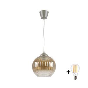 Imagine BRILAGI - Lustră LED suspendată pe cablu GLASS 1xE27/60W/230V Ø 18 cm argintiu/maro fumuriu