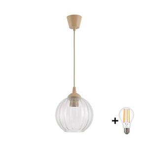 Imagine BRILAGI - Candelabru LED pe cablu RETRO GLASS 1xE27/60W/230V Ø 18 cm bej/transparent