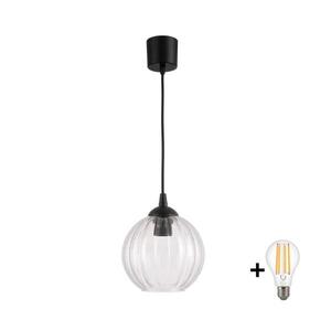 Imagine BRILAGI - Pendul LED pe cablu RETRO GLASS 1xE27/60W/230V Ø 18 cm negru/transparent