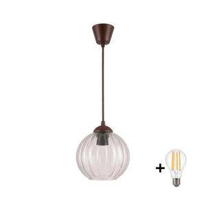 Imagine BRILAGI - Lustră LED suspendată pe cablu RETRO GLASS, 1x E27/60W/230V, Ø 18 cm, maro/transparent
