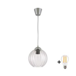 Imagine BRILAGI - Pendul LED pe cablu RETRO GLASS 1xE27/60W/230V Ø 18 cm argintiu/transparent