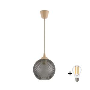Imagine BRILAGI - lustră LED suspendată pe cablu R GLASS 1xE27/60W/230V Ø 18 cm bej/gri fumuriu