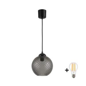 Imagine BRILAGI - Lustra LED suspendată pe cablu R GLASS 1xE27/60W/230V Ø 18 cm negru/gri fumuriu