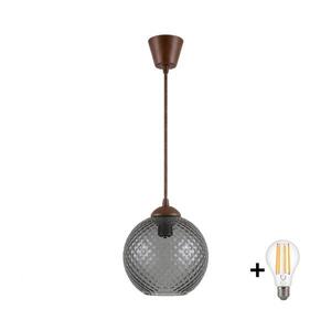 Imagine BRILAGI - Lustră LED pe cablu R GLASS 1xE27/60W/230V Ø 18 cm maro/gri fumuriu