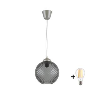 Imagine BRILAGI - Lustru LED suspendat pe cablu R GLASS, 1xE27/60W/230V, Ø 18 cm, argintiu/gri fumuriu