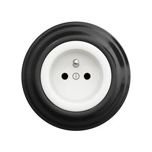 Imagine Reblig - Priză retro de perete cu ramă 230V alb zăpadă/negru