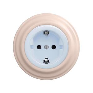 Imagine Reblig - Priză retro de uz casnic cu ramă SCHUKO 230V/16A albastru/roz vintage
