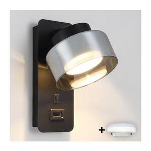 Imagine BRILAGI-LED Lampă LED RGB cu dimmer și USB AURA LUX 1xGX53/14W/230V Wi-Fi Tuya negru/fumuriu
