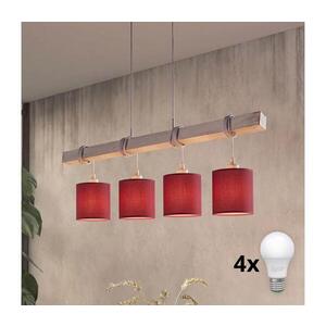 Imagine BRILAGI - Lustra LED suspendată pe cablu NUBILA 4xE27/60W/230V gri/roșu pompeian