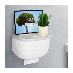 Imagine Dulap cu suport pentru hârtie igienică 21x13, 5 cm alb/gri