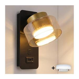 Imagine BRILAGI-LED RGB lampă cu dimmer și USB AURA LUX 1xGX53/14W/230V Wi-Fi Tuya negru/auriu