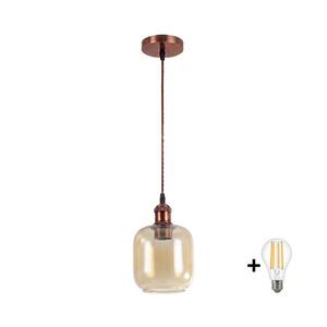 Imagine BRILAGI - Lustru LED suspendat pe cablu R GLASS 1xE27/60W/230V Ø 14 cm cupru/maro fumuriu