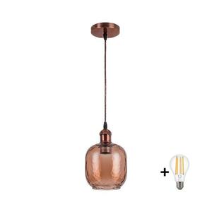 Imagine BRILAGI - Lustra LED suspendată pe cablu R GLASS 1xE27/60W/230V Ø 14 cm cupru/maro fumuriu