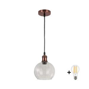 Imagine BRILAGI - Lustră LED pe cablu RETRO GLASS 1xE27/60W/230V Ø 25 cm cupru/transparent