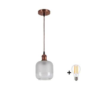 Imagine BRILAGI - Lustră LED suspendată pe cablu RETRO GLASS 1xE27/60W/230V Ø 14 cm cupru/alb