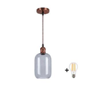 Imagine BRILAGI - Lustru LED pe cablu R GLASS 1xE27/60W/230V diam. 14 cm cupru/gri fumuriu