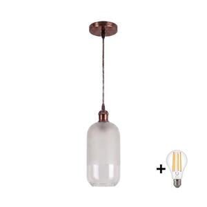 Imagine BRILAGI - Pendul LED suspendat pe cablu RETRO GLASS 1xE27/60W/230V Ø 14 cm cupru/alb