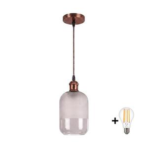Imagine BRILAGI - Lampă suspendată LED pe cablu RETRO GLASS 1xE27/60W/230V Ø 14 cm cupru/alb