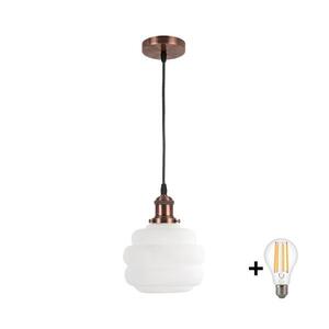 Imagine BRILAGI - Lustră LED pe cablu RETRO GLASS 1xE27/60W/230V Ø 20 cm cupru/alb