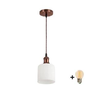 Imagine BRILAGI - Lustru LED suspendat pe cablu RETRO GLASS 1xE27/60W/230V Ø 13 cm cupru/alb
