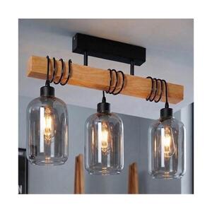 Imagine BRILAGI - Lustră aplicată WOOD GLASS 3xE27/60W/230V pin/negru/gri fumuriu