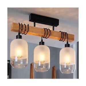 Imagine BRILAGI - Lustră aplicată WOOD GLASS 3xE27/60W/230V pin/negru/alb